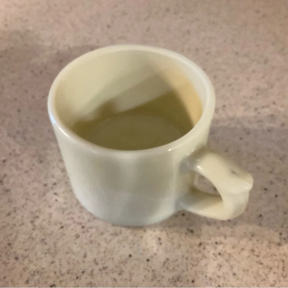 vtg OLD SPICE Shaving Mug Ship Friendship 1940s Marbled Glass Off White Blue +